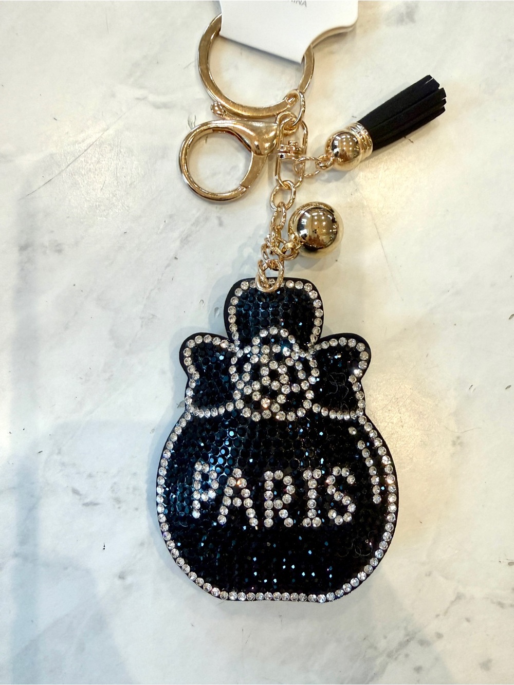 ✨ GORGEOUS New (NWT) PARIS Rhinestone Perfume Bottle Puffy Keychain /Bag Charm✨